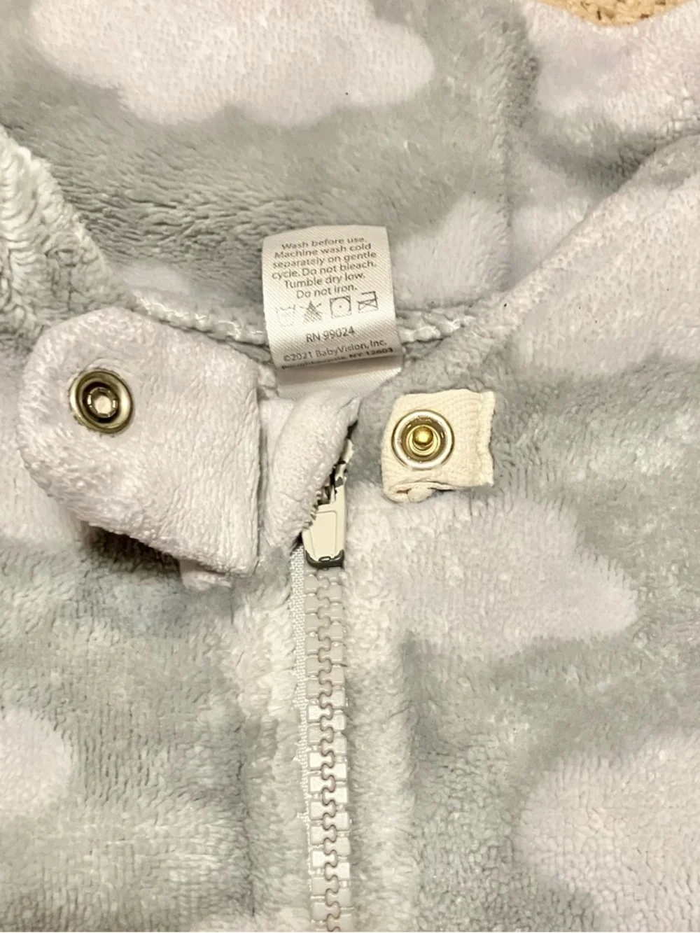 HB Sleep Sack Fleece Grey & White Cloud Print Wearable Blanket Baby Size 18-24 M